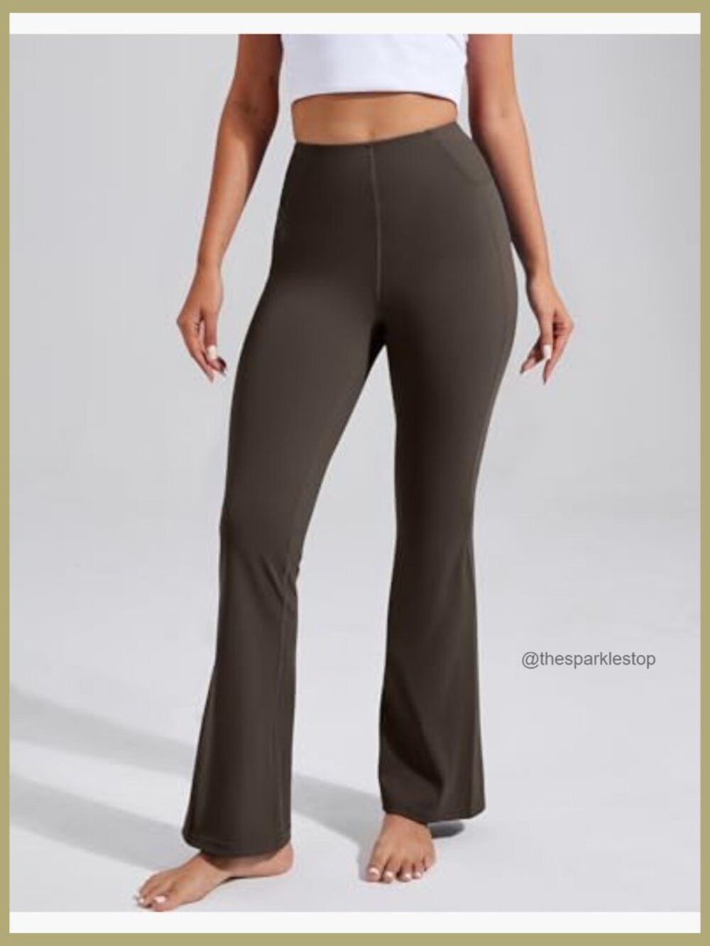 Flare Yoga Pants Bootcut Leggings with Pockets High Waist Tummy Control - Picture 2 of 7